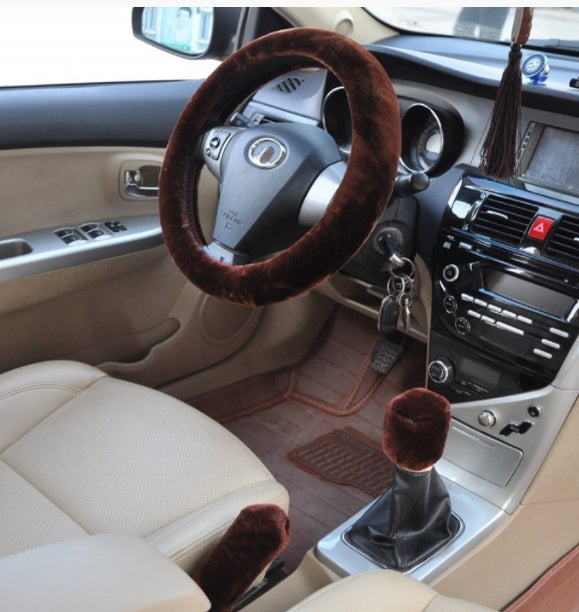 Car Fleece Steering Wheel Cover Short Plush Steering Wheel