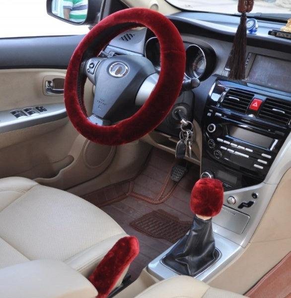 Car Fleece Steering Wheel Cover Short Plush Steering Wheel