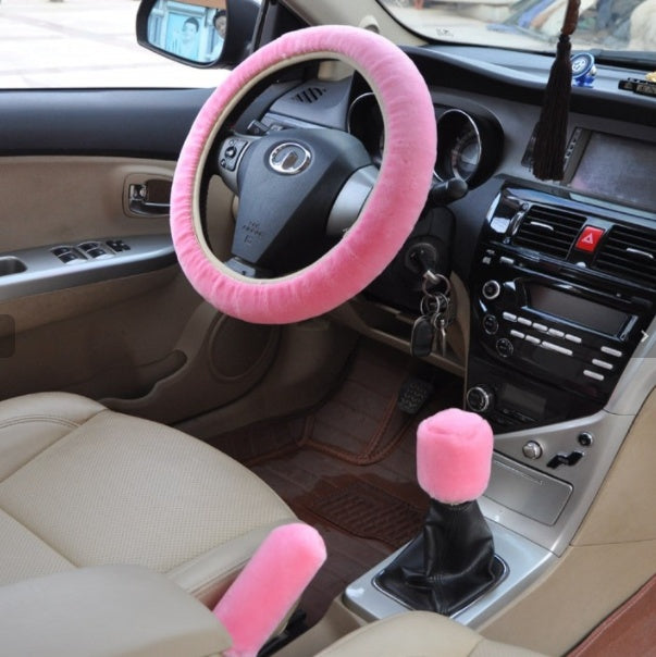 Car Fleece Steering Wheel Cover Short Plush Steering Wheel