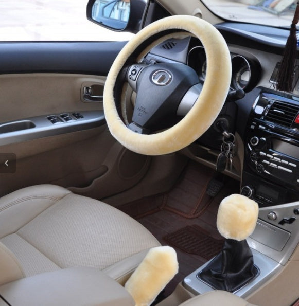 Car Fleece Steering Wheel Cover Short Plush Steering Wheel