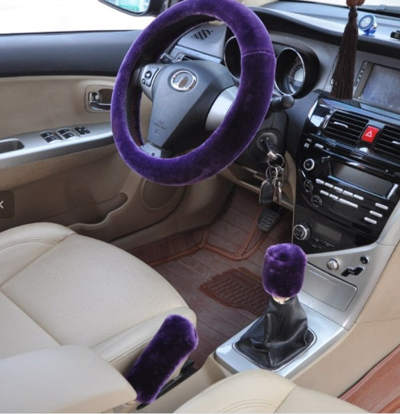Car Fleece Steering Wheel Cover Short Plush Steering Wheel