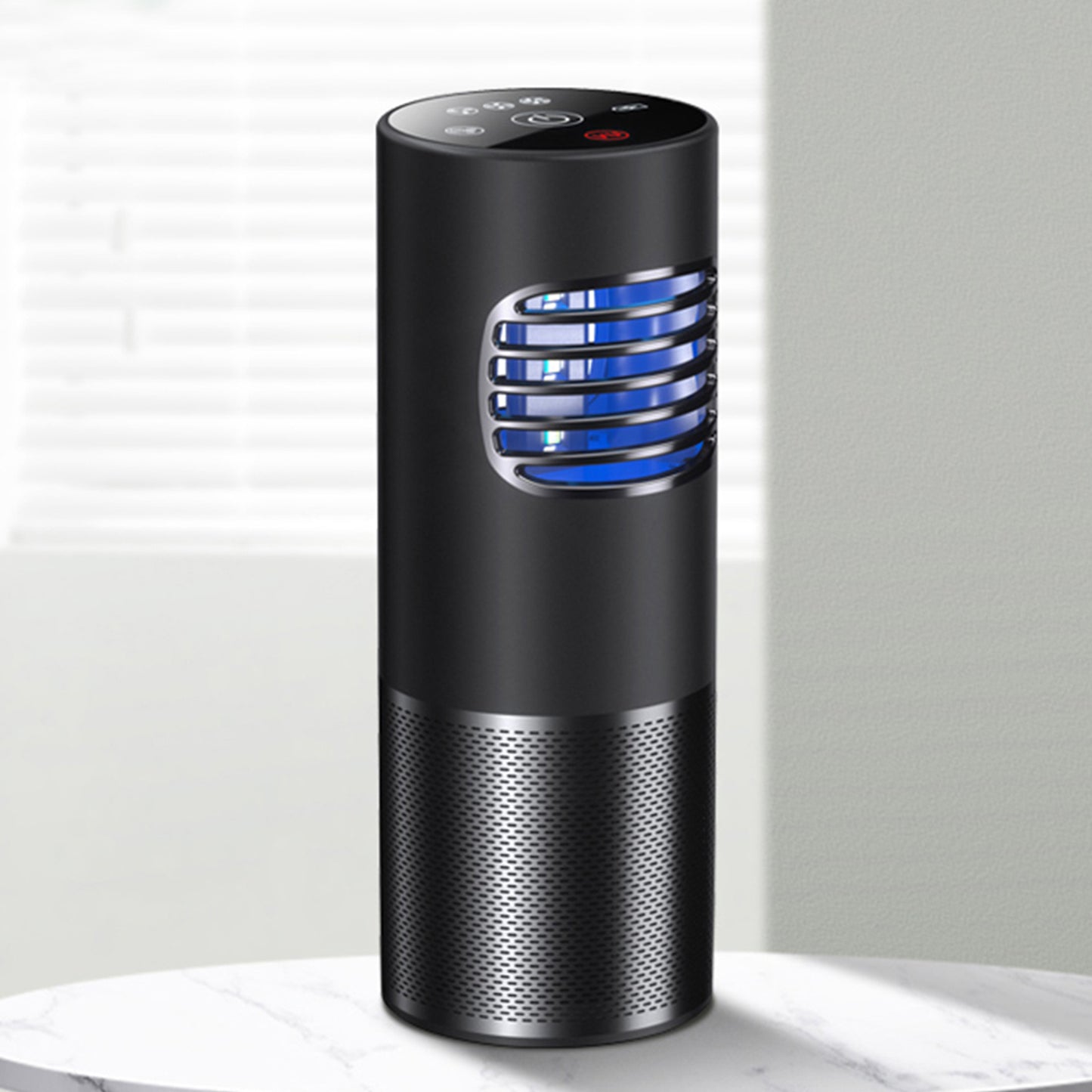 On board air purifier for new car odor removal