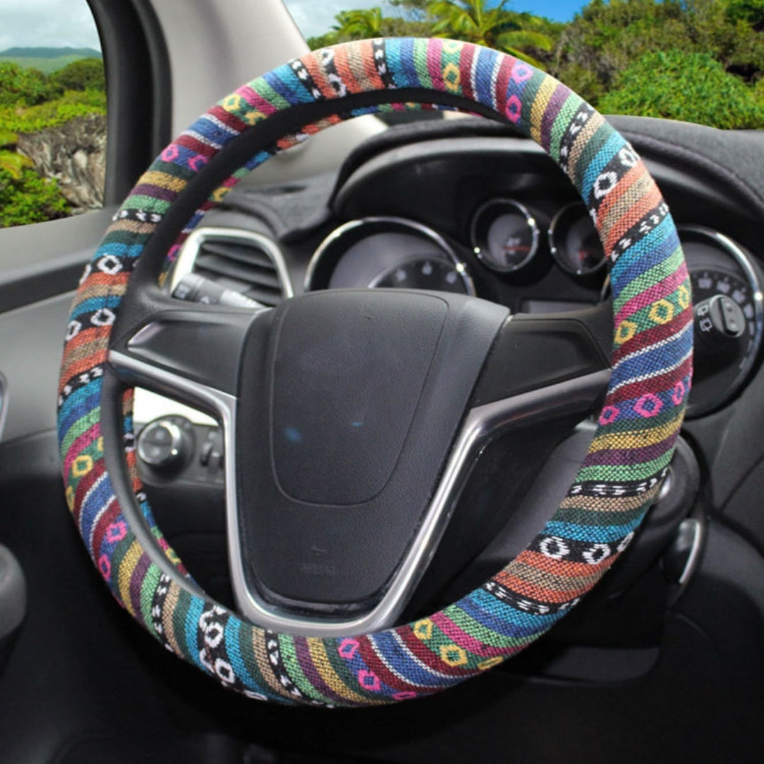 Ethnic Style Old Coarse Cloth Car Steering Wheel Personality Trend Car Steering Wheel Cover