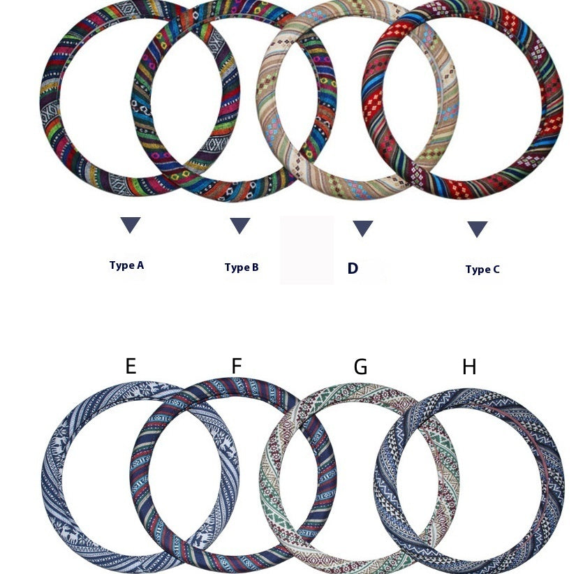 Ethnic Style Old Coarse Cloth Car Steering Wheel Personality Trend Car Steering Wheel Cover