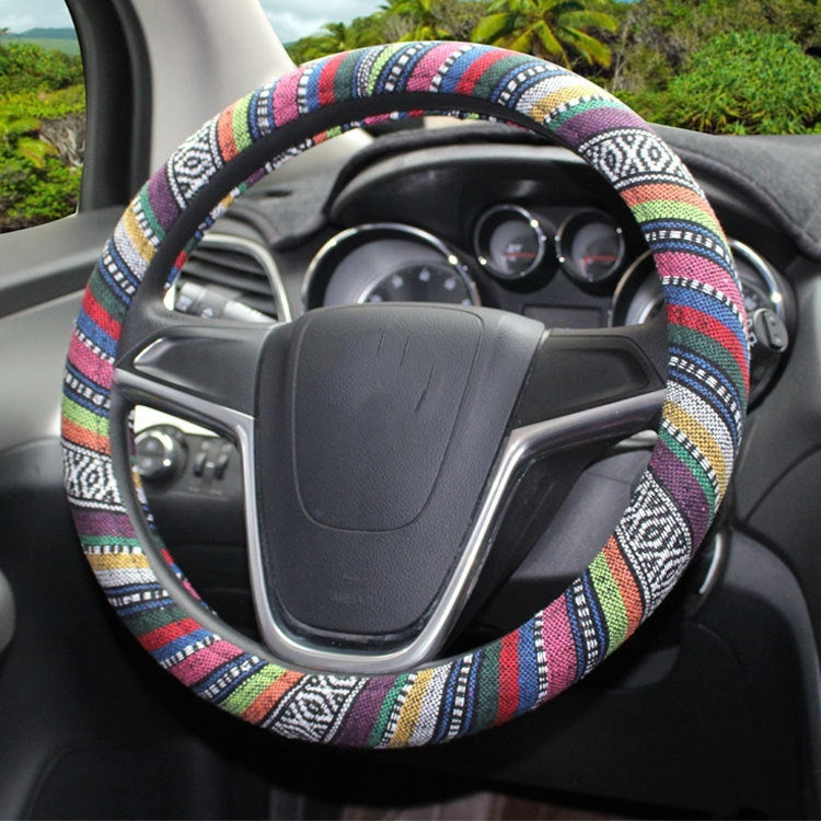 Ethnic Style Old Coarse Cloth Car Steering Wheel Personality Trend Car Steering Wheel Cover
