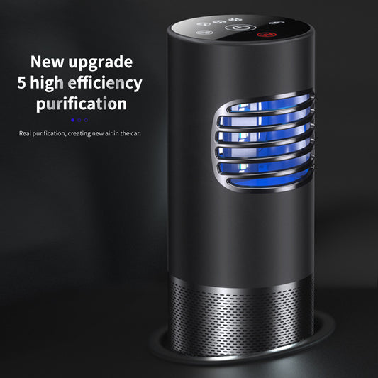 On board air purifier for new car odor removal